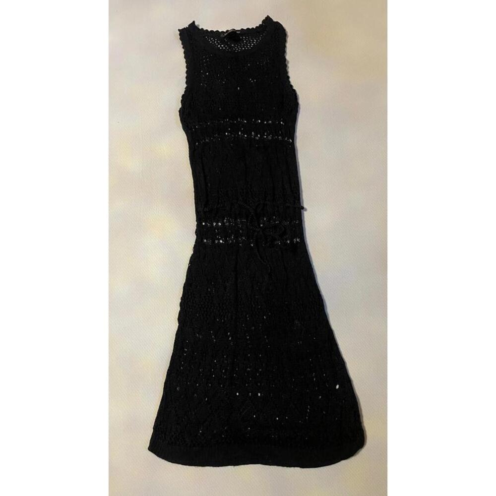 Black Sleeveless Crochet Knit Dress by Victoria's Secret, Size S